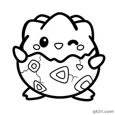 Togepi Asymmetric Winking Coloring Page