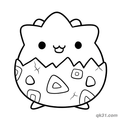 Togepi Cute Bold Outline Coloring Page