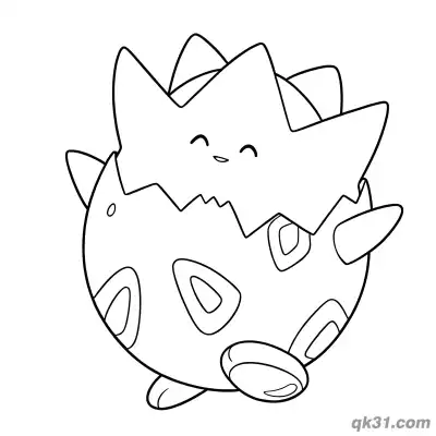 Togepi Cute Side View Coloring Page