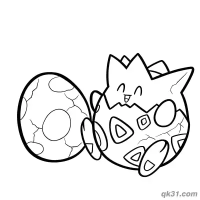 Togepi Hugging Cracked Egg Coloring Page