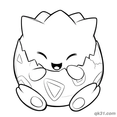 Togepi Laughing with Hands on Face Coloring Page