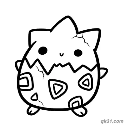 Togepi Minimalist Thick Line Coloring Page