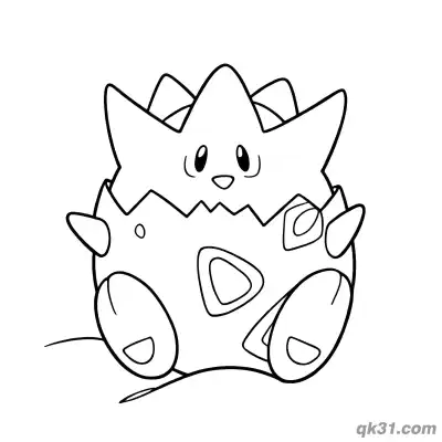 Togepi Playful Jumping Pose Coloring Page
