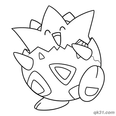 Togepi Running Playful Pose Coloring Page