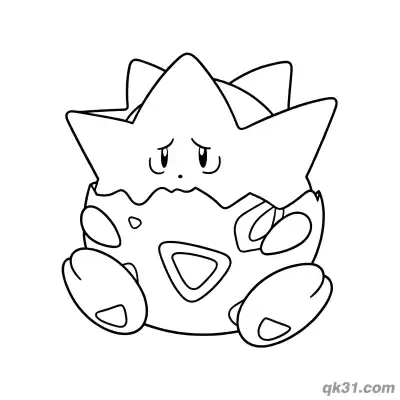 Togepi Sad Upset Sitting Coloring Page