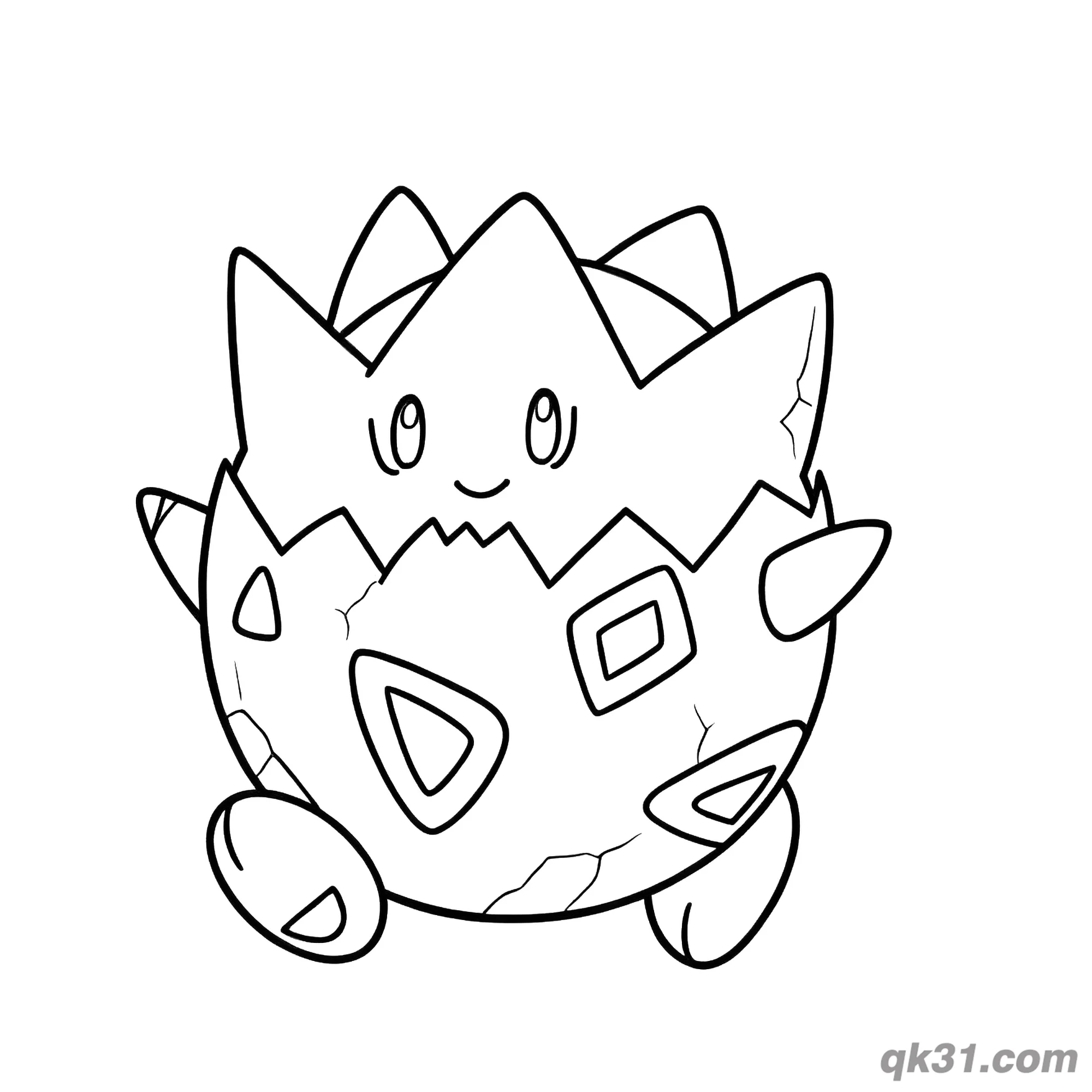 Togepi Smiling With Cracked Shell Coloring Page – Free Printable Coloring Page for Kids and Adults