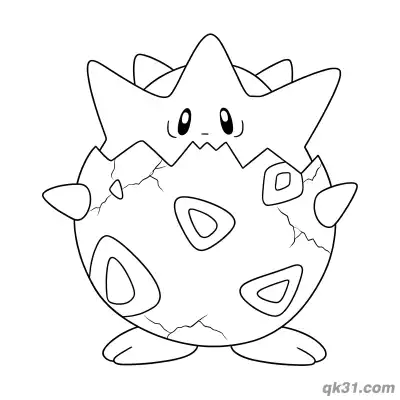 Free printable Togepi Standard Standing Pose Coloring Page coloring page