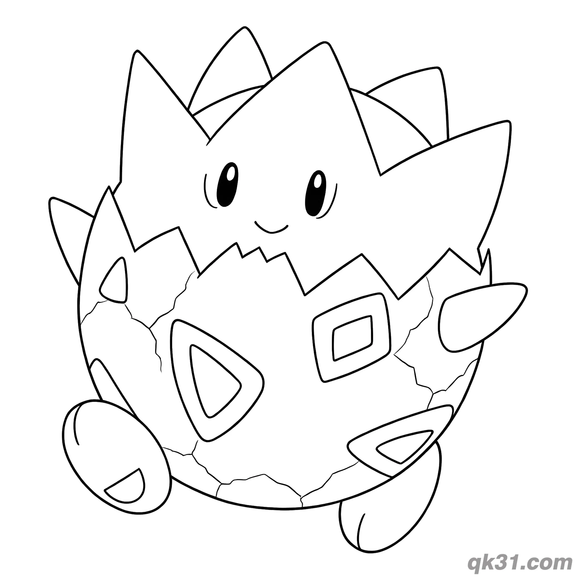 Togepi Standing Side View Coloring Page – Free Printable Coloring Page for Kids and Adults