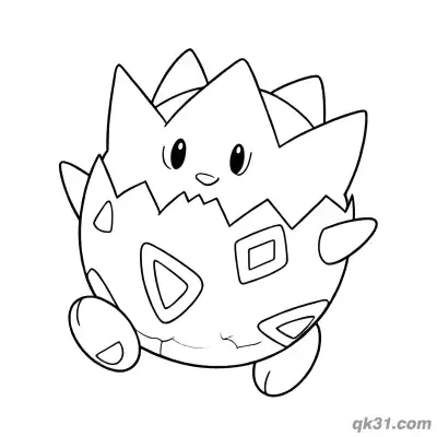 Free printable Togepi Sweet Smiling Pose Coloring Page coloring page