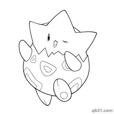Free printable Togepi Winking Face Coloring Page coloring page