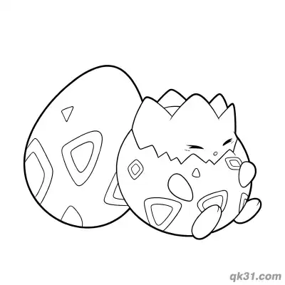 Free printable Togepi with Large Blank Egg Coloring Page coloring page