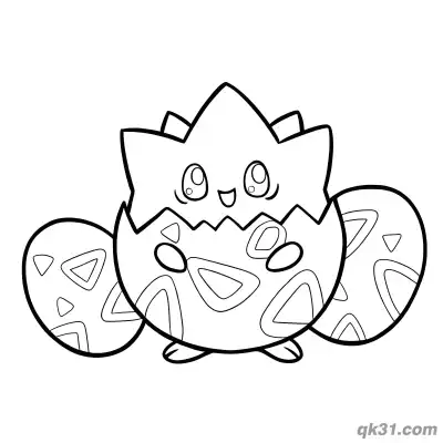 Free printable Togepi with Two Patterned Eggs Coloring Page coloring page