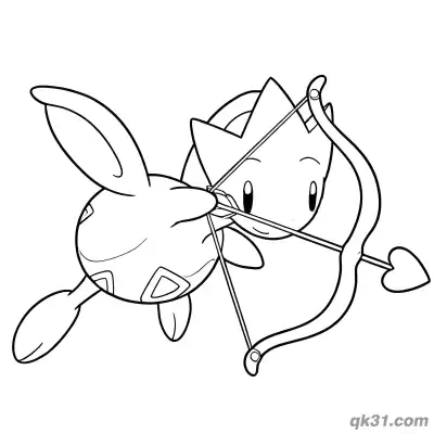 Cupid Togetic with Bow and Arrow Coloring Page