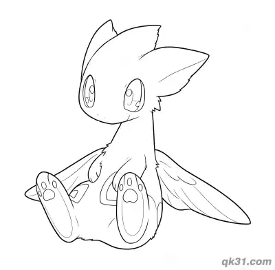 Cute Sitting Togetic Coloring Page