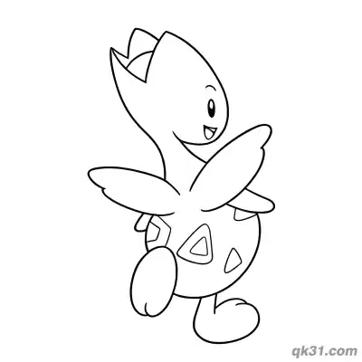 Flying Togetic Waving Hand Coloring Page