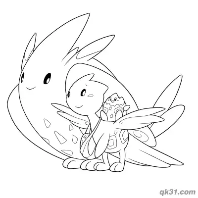 Togekiss Togetic Togepi Family Coloring Page