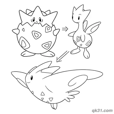 Togepi Togetic Togekiss Evolution Diagram Coloring Page