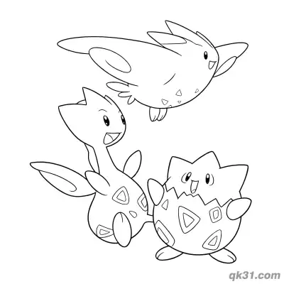 Togepi Togetic Togekiss Evolution Group Coloring Page