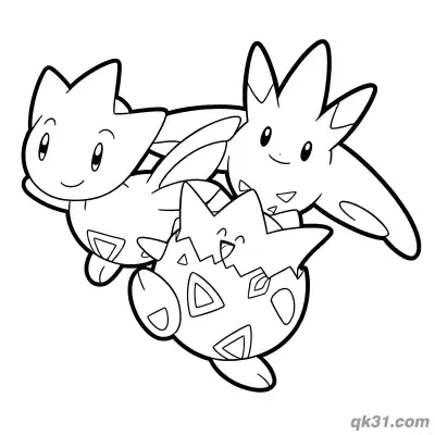 Togepi Togetic Togekiss Flying Friends Coloring Page