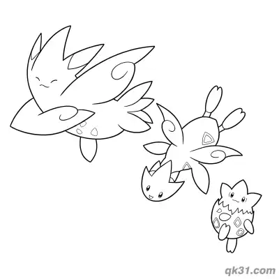 Togepi Togetic Togekiss Gliding Coloring Page