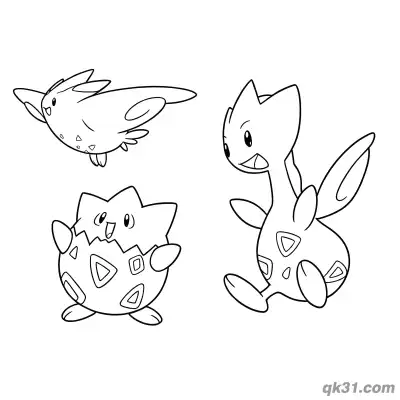 Togepi Togetic Togekiss Sectional Coloring Page