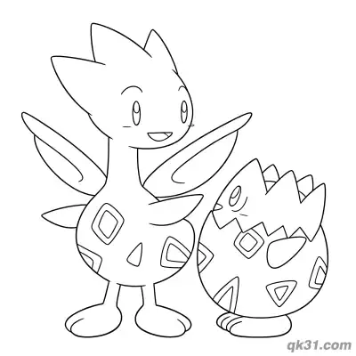 Togetic and Togepi Duo Coloring Page