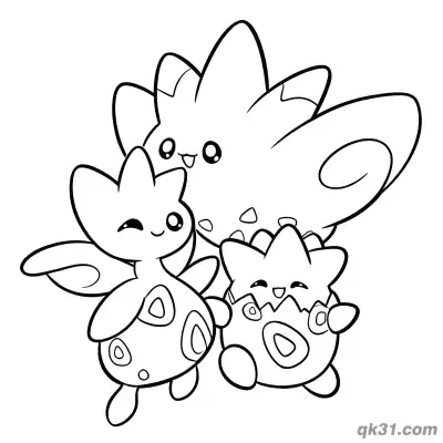 Togetic Togepi Togekiss Winking Coloring Page