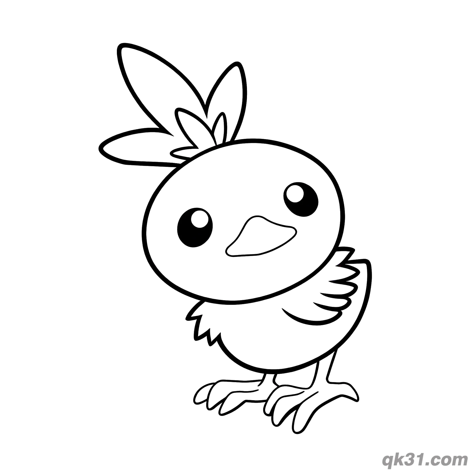 Torchic Pokemon Adorable Tilting Head Coloring Page – Free Printable Coloring Page for Kids and Adults