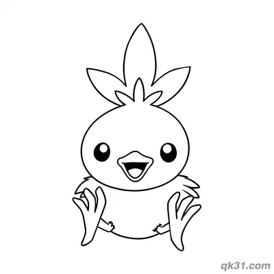 Free printable Torchic Pokemon Excited with Arms Out Coloring Page coloring page
