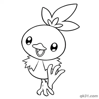 Free printable Torchic Pokemon Happy Waving Coloring Page coloring page