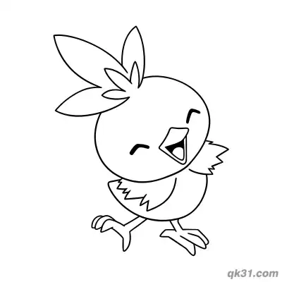 Free printable Torchic Pokemon Laughing Running Coloring Page coloring page