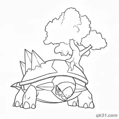 Free printable Cute Torterra in Grass Pokémon Coloring Page coloring page