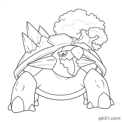 Free printable Spiky Tree Back Torterra Pokémon Coloring coloring page