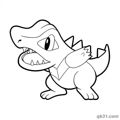Free printable Totodile Pokemon Crouching Attack Coloring Page coloring page