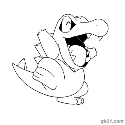 Free printable Totodile Pokemon Happy Laughing Coloring Page coloring page