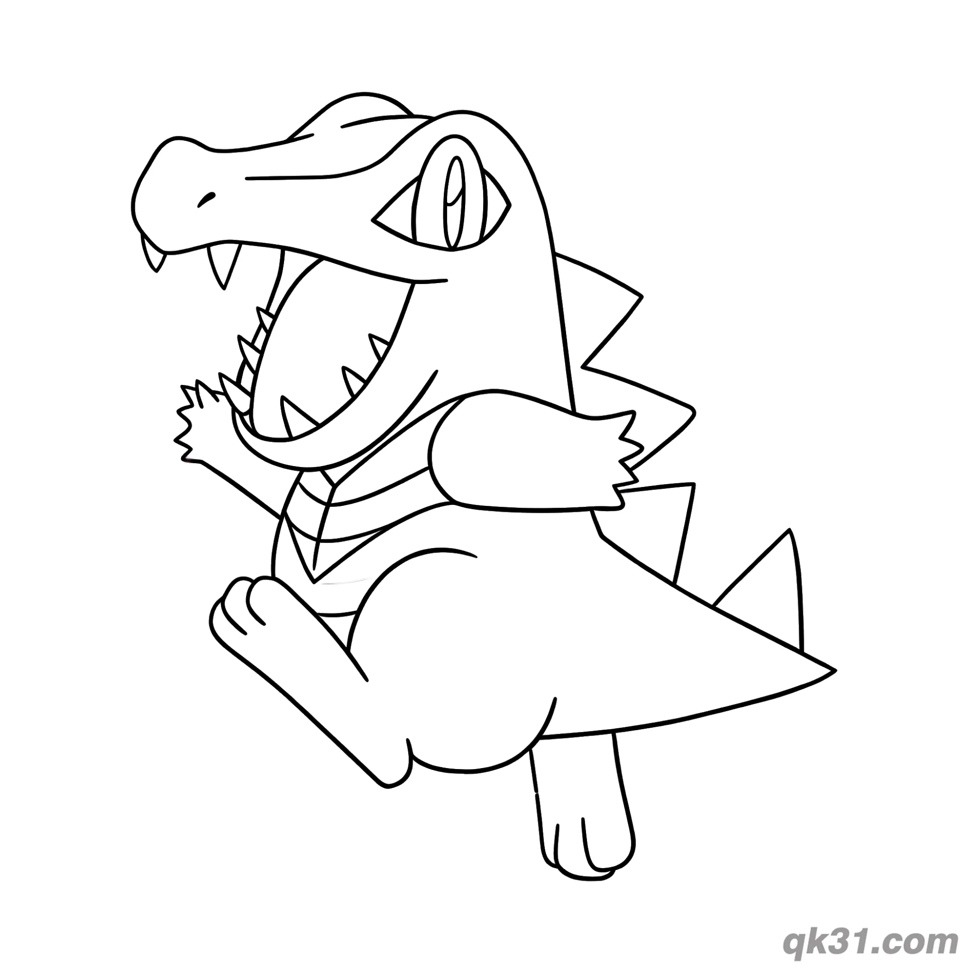 Totodile Pokemon Jumping Roaring Coloring Page – Free Printable Coloring Page for Kids and Adults