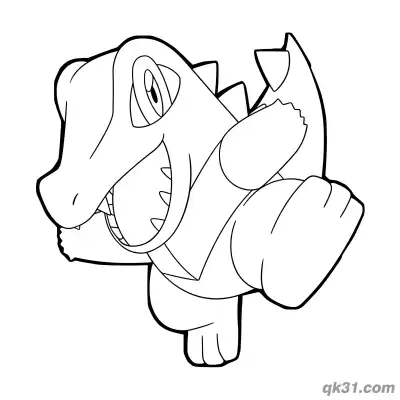 Free printable Totodile Pokemon Punching Dash Coloring Page coloring page