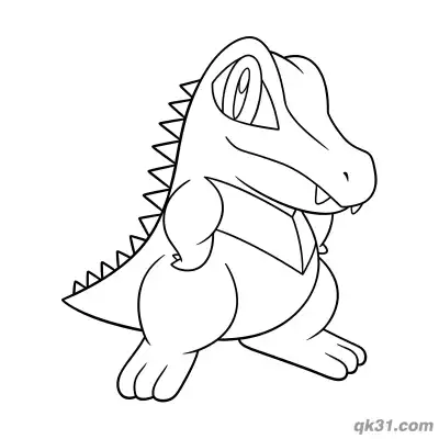 Free printable Totodile Pokemon Side Walking Pose Coloring Page coloring page