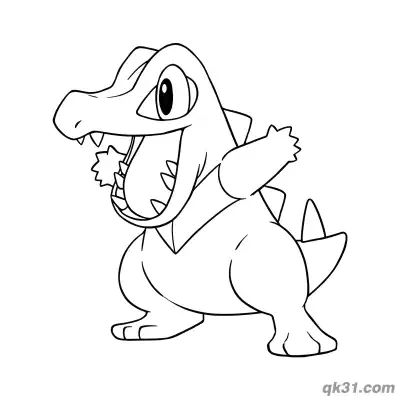 Free printable Totodile Pokemon Standing Cheering Coloring Page coloring page