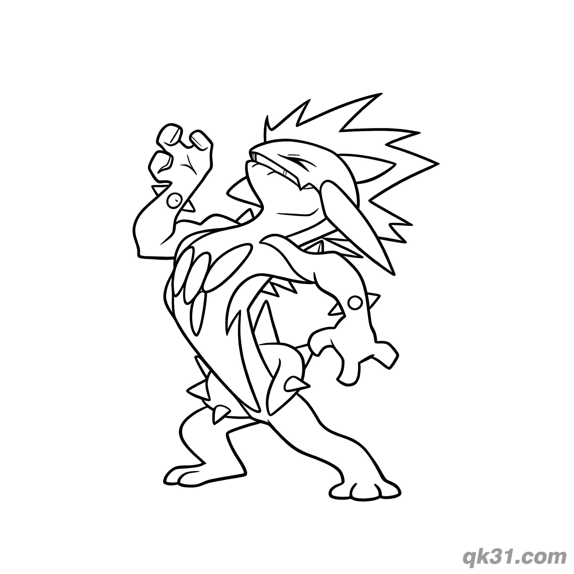 Gigantamax Toxtricity Rock Pose Coloring Page - Easy Punk Pokémon Printable – Free Printable Coloring Page for Kids and Adults