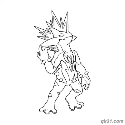Free printable Toxtricity Amped Form Standing Coloring Page - Easy Electric Poison Type coloring page
