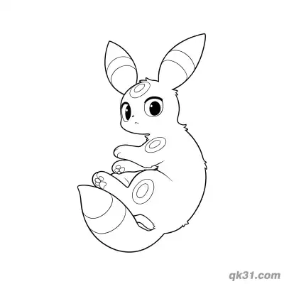 Free printable Umbreon Curled Up Sitting Coloring Page coloring page