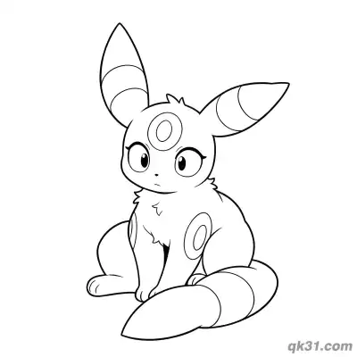 Free printable Umbreon Fluffy Chest Sitting Coloring Page coloring page