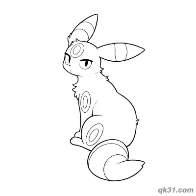 Free printable Umbreon Looking Back Side Pose Coloring Page coloring page