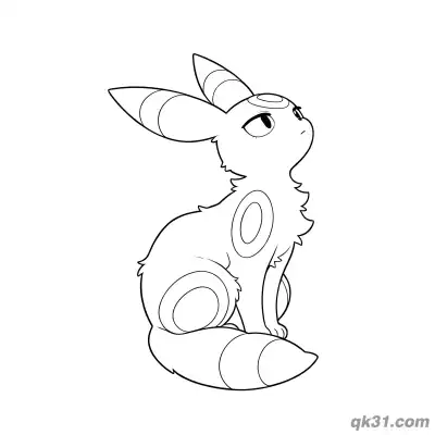 Free printable Umbreon Looking Up Side View Coloring Page coloring page