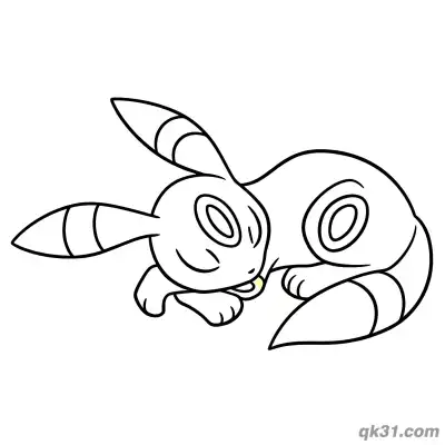 Free printable Umbreon Curled Sleeping Coloring Page coloring page