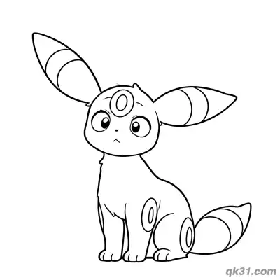 Free printable Umbreon Cute Sitting Coloring Page coloring page