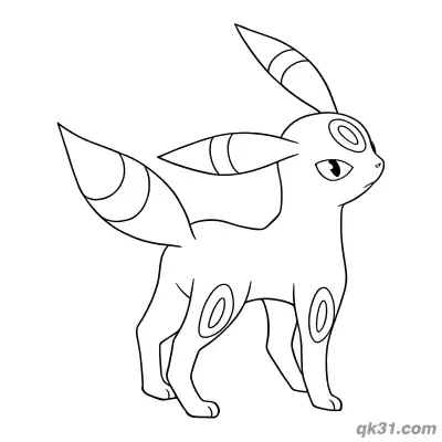 Free printable Umbreon Side Glance Pose Coloring Page coloring page