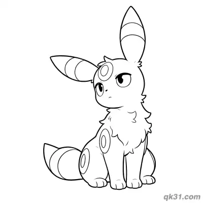 Free printable Umbreon Relaxed Side Sitting Coloring Page coloring page