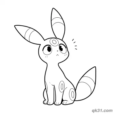 Free printable Umbreon Surprised Expression Coloring Page coloring page